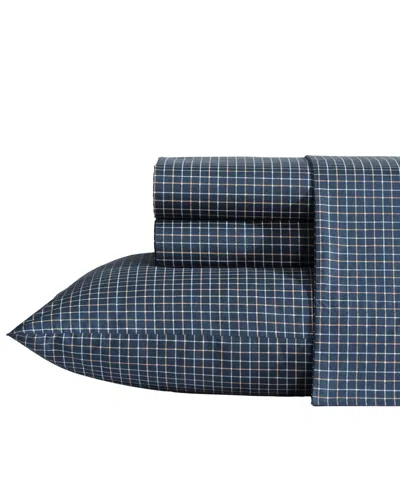 Nautica Cotton Percale 3-piece Sheet Set, Twin In Reece Plaid Navy