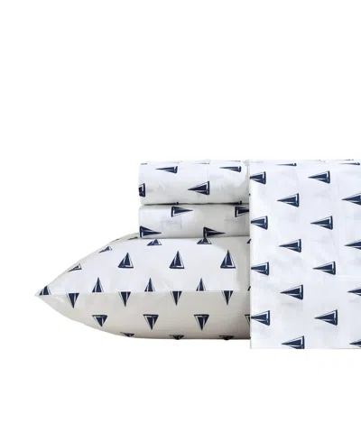 Nautica Cotton Percale 4-piece Sheet Set, Full In Windtale Boat Blue