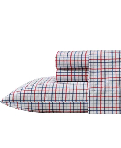 Nautica Cotton Percale 4-piece Sheet Set, King In Boating Tattersall Red