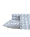 Nautica Ikat Wave 200 Thread Count Cotton Percale Sheet Set In Ikat Wave Blue
