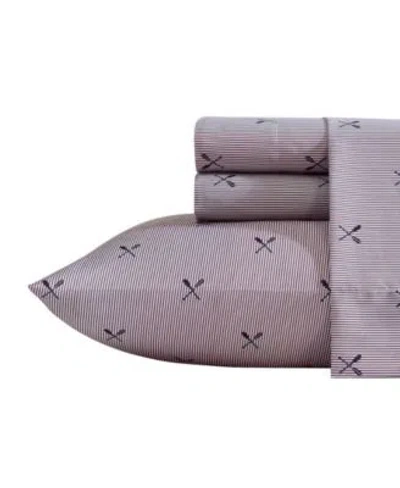 Nautica Coxswain Stripe Printed Microfiber Sheet Set In Purple