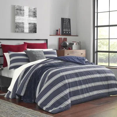 Nautica Craver Cotton Reversible Duvet Cover Set In Navy