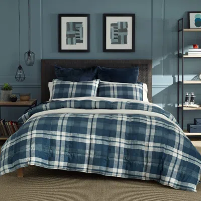 Nautica Crossview Comforter & Sham Set In Navy Plaid In Blue