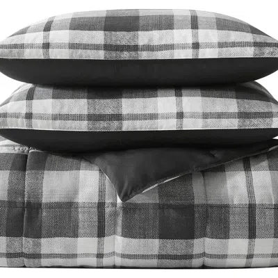 Nautica Crossview Plaid Comforter & Sham Set In Dark Grey