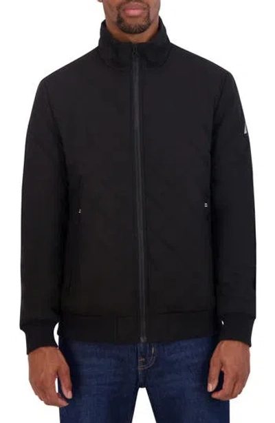 Nautica Diamond Quilted Bomber Jacket In Black