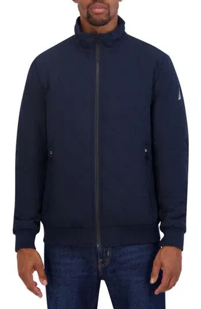 Nautica Diamond Quilted Bomber Jacket In Blue