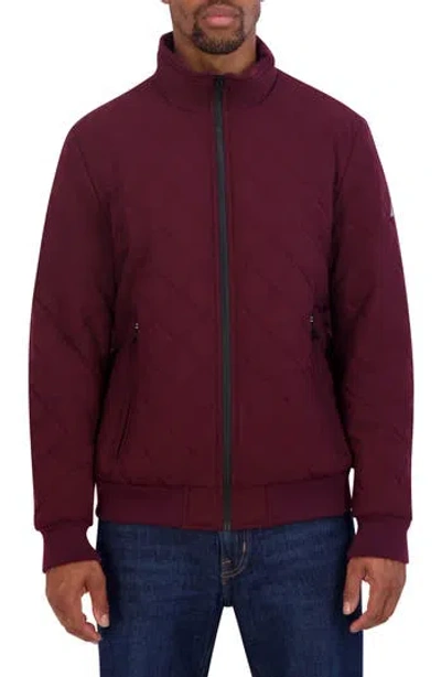 Nautica Diamond Quilted Bomber Jacket In Bold Burgundy