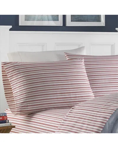Nautica Coleridge Stripe 4pc Red Sheet Set
