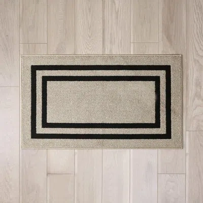 Nautica Double Line Machine Washable All Loop Tufted Rugs 1-piece In Natural Twist,black