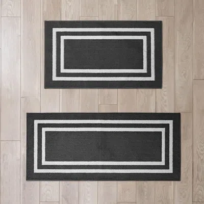 Nautica Double Line Machine Washable All Loop Tufted Rugs In Gray