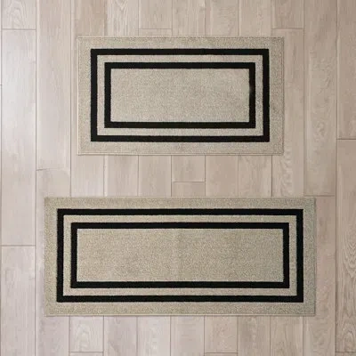 Nautica Double Line Machine Washable All Loop Tufted Rugs In Tan