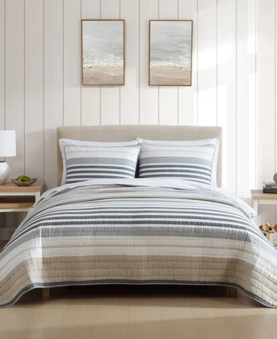 NAUTICA DOVER STRIPE REVERSIBLE 2 PIECE QUILT SET, TWIN