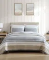 Nautica Dover Stripe Reversible 3 Piece Quilt Set, Full/queen In Beige,grey