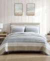 Nautica 136 Thread Count Dover Cotton Reversible Quilt Set In Beige,grey