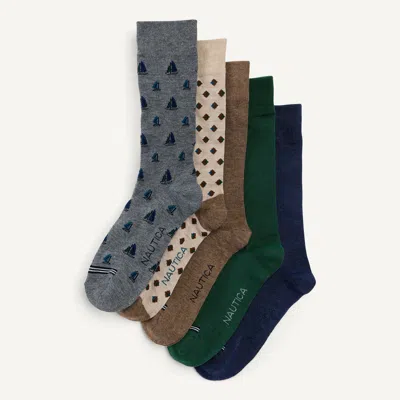 Nautica Dress Crew Socks, 5-pack In Multi
