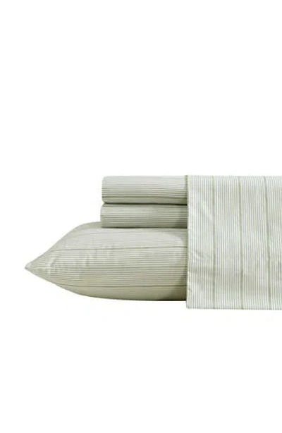 Nautica Ellipse Stripe 200 Thread Count Cotton Percale Sheet Set In Green Ellipse Stripe