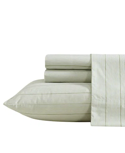 Nautica Ellipse Stripe 200-thread Count Cotton Percale 3-pc. Sheet Set, Twin Xl In Green