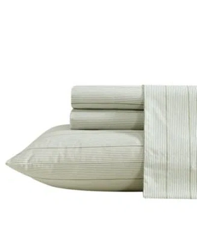 Nautica Ellipse Stripe Cotton Percale Sheet Set In Sage Green