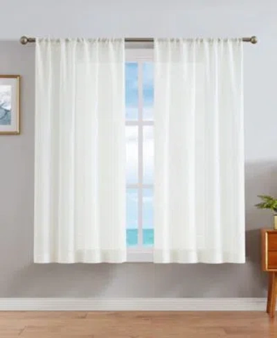 Nautica Erasmus Sheer Rod Pocket Window Curtain Panel Pair Collection In White