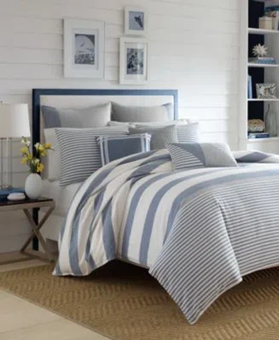 Nautica Fairwater Reversible Duvet Cover Sets In Blue