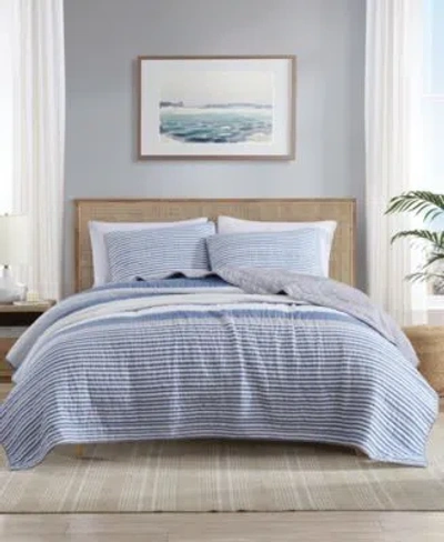 Nautica Fairwater Reversible Quilt Sets In Blue