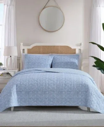 Nautica Floral Park Reversible Quilt Set In Blue