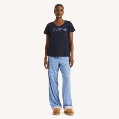 Nautica Flower Logo Pajama Set In Blue