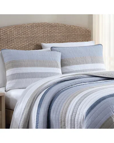 Nautica Galewood Dark Beige Quilt/sham Set In Blue