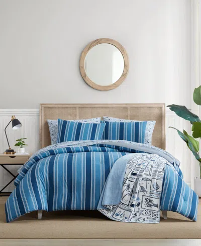 Nautica Gilpin Stripe Cotton Reversible 3-pc. Comforter Set, King In Blue