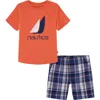 Nautica Graphic Tee & Woven Shorts Set In Orange