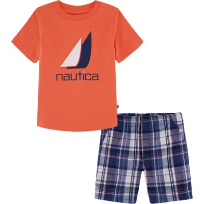 Nautica Babies'  Graphic Tee & Woven Shorts Set In Orange