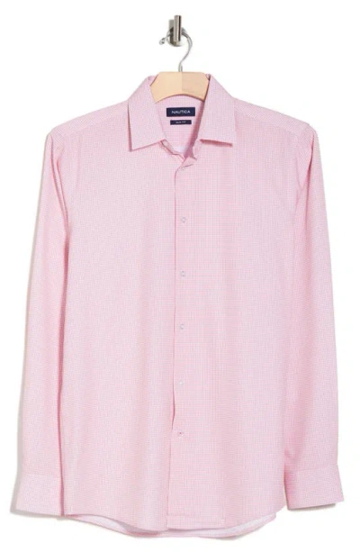 Nautica Grid Print Button-up Shirt In White/pink Check