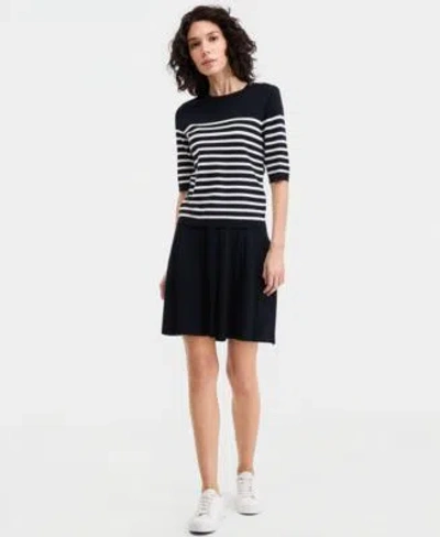 Nautica Half Sleeve Sweater Pleated Skirt In Multi