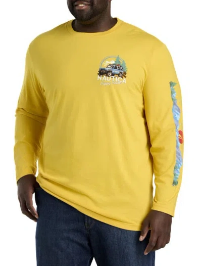 Nautica Mens Big & Tall Long-sleeve Graphic T-shirt In Lightning Gold
