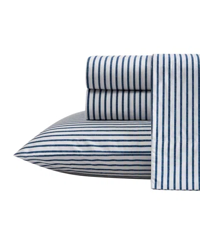 Nautica Harmead Cotton Percale 3-piece Sheet Set, Twin In Navy