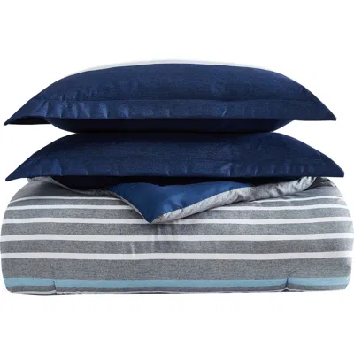Nautica Heathered Block Stripe Comforter Set In Blue