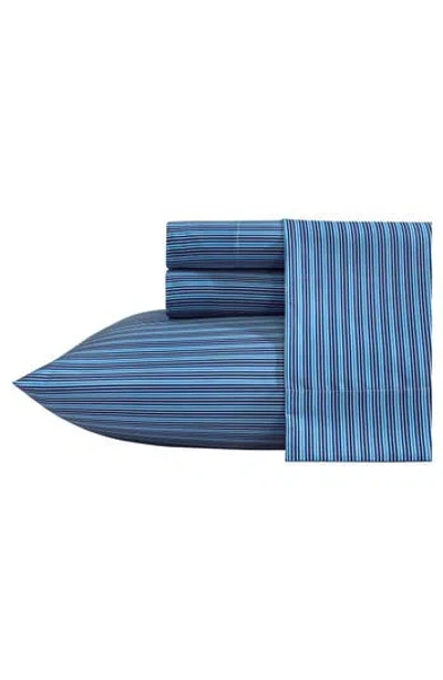 Nautica Heritage Plaid Microfiber Sheet Set In Dark Blue Stripe