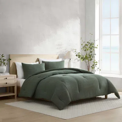 Nautica Herringbone Chenille Green Twin Comforter Set In Gray