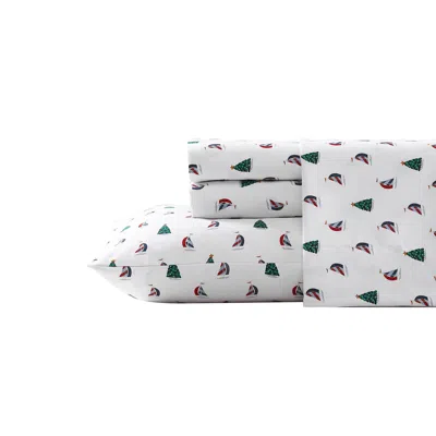 Nautica Holiday Sails Twin Flannel Sheet Set In White