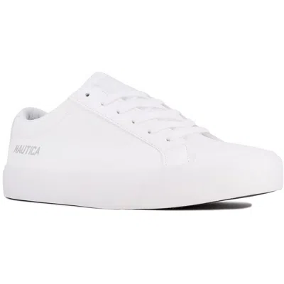 Nautica Houghton Mens Lace-up Faux Leather Casual And Fashion Sneakers In White