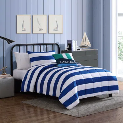 Nautica Huck Blue Stripe Twin Comforter & Sham Bonus Set
