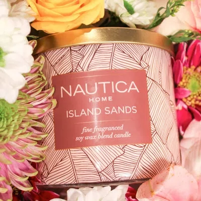 Nautica Island Sands Scented Designer Candle In Brown;pink