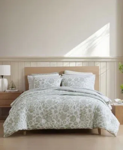 Nautica Jacob Bay Floral Cotton Reversible Comforter Sets In Gray