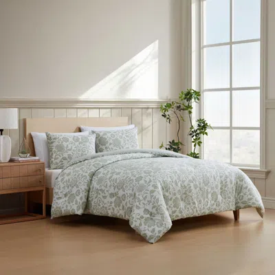 Nautica Jacob Bay Floral Green Full/queen Comforter Set In Gray