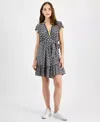 Nautica Jeans Co. Dress Women's Night Sky Flutter Sleeve V-neck Shift Fts1310 In Blue