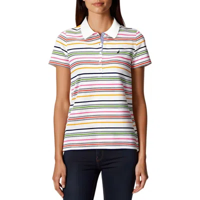 Nautica Jeans Co. Gateway Stripe Womens Striped Cotton Polo Top