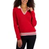 Nautica Jeans Co. Womens Collar Knit V-neck Sweater In Multi