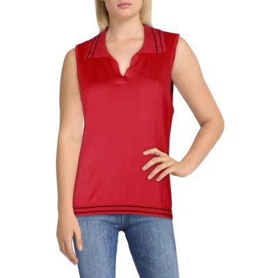 Nautica Jeans Co. Womens Collar Striped Trim Shell In Red