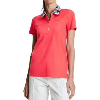 Nautica Jeans Co. Womens Collar Zipper Polo Top In Multi
