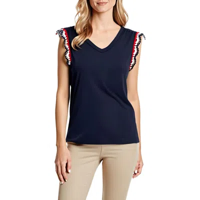 Nautica Jeans Co. Womens Crochet Cotton Tank Top In Blue